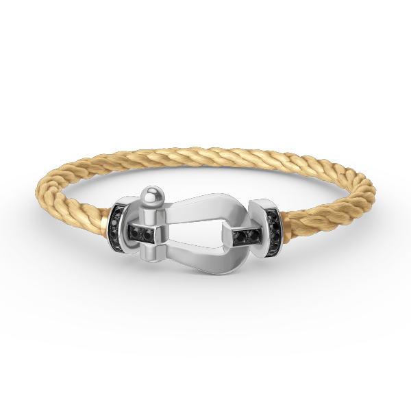 [Vellora Opalyn]FORCE LARGE HORSESHOE BLACK DIAMOND BRACELET SILVER