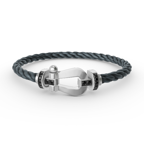 [Vellora Opalyn]FORCE LARGE HORSESHOE BLACK DIAMOND BRACELET SILVER