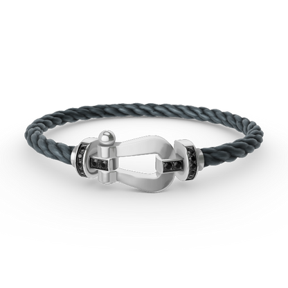 [Vellora Opalyn]FORCE LARGE HORSESHOE BLACK DIAMOND BRACELET SILVER