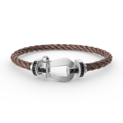 [Vellora Opalyn]FORCE LARGE HORSESHOE BLACK DIAMOND BRACELET SILVER