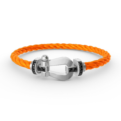 [Vellora Opalyn]FORCE LARGE HORSESHOE BLACK DIAMOND BRACELET SILVER