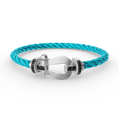 [Vellora Opalyn]FORCE LARGE HORSESHOE BLACK DIAMOND BRACELET SILVER