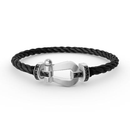 [Vellora Opalyn]FORCE LARGE HORSESHOE BLACK DIAMOND BRACELET SILVER