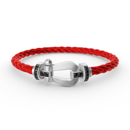 [Vellora Opalyn]FORCE LARGE HORSESHOE BLACK DIAMOND BRACELET SILVER