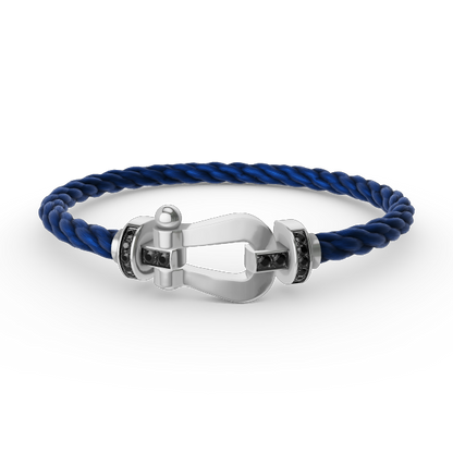 [Vellora Opalyn]FORCE LARGE HORSESHOE BLACK DIAMOND BRACELET SILVER