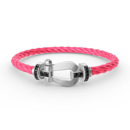 [Vellora Opalyn]FORCE LARGE HORSESHOE BLACK DIAMOND BRACELET SILVER