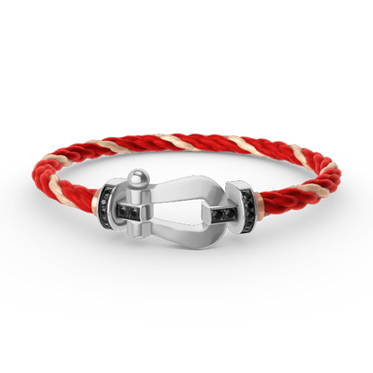 [Vellora Opalyn]FORCE LARGE HORSESHOE BLACK DIAMOND BRACELET SILVER