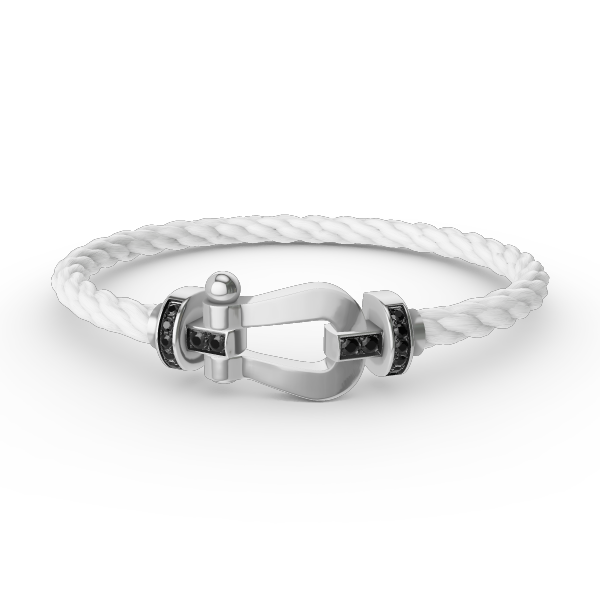 [Vellora Opalyn]FORCE LARGE HORSESHOE BLACK DIAMOND BRACELET SILVER