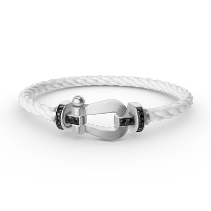 [Vellora Opalyn]FORCE LARGE HORSESHOE BLACK DIAMOND BRACELET SILVER