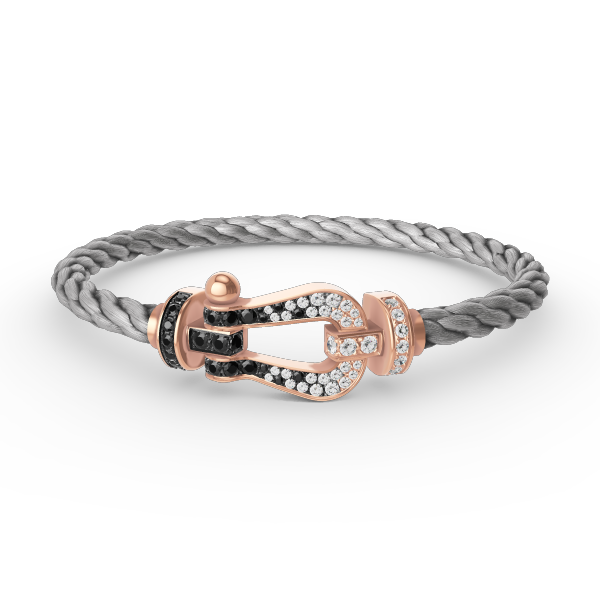[Vellora Opalyn]FORCE LARGE HORSESHOE BLACK WHITE DIAMOND BRACELET ROSE GOLD