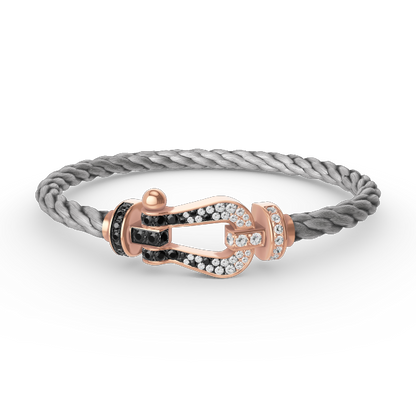 [Vellora Opalyn]FORCE LARGE HORSESHOE BLACK WHITE DIAMOND BRACELET ROSE GOLD