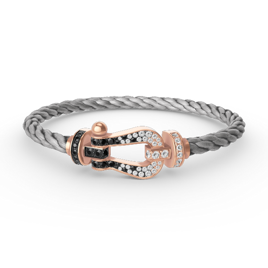 [Vellora Opalyn]FORCE LARGE HORSESHOE BLACK WHITE DIAMOND BRACELET ROSE GOLD