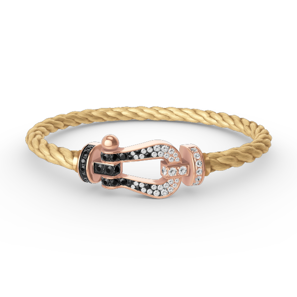[Vellora Opalyn]FORCE LARGE HORSESHOE BLACK WHITE DIAMOND BRACELET ROSE GOLD