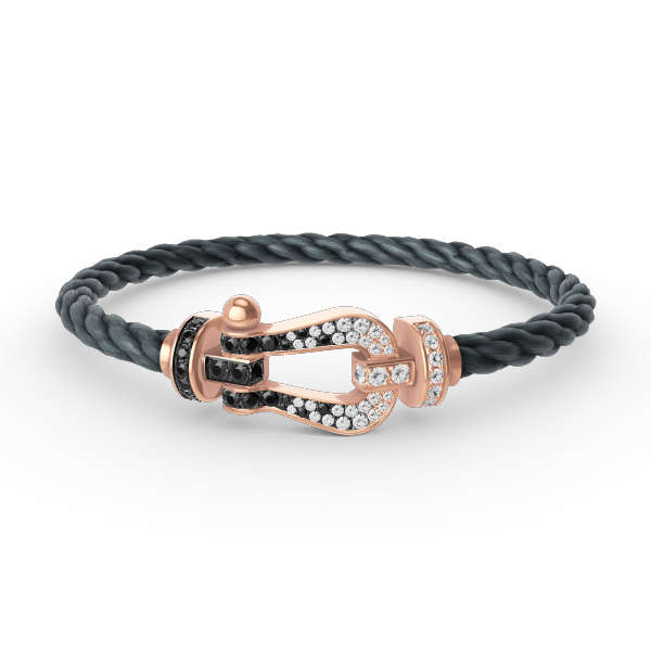 [Vellora Opalyn]FORCE LARGE HORSESHOE BLACK WHITE DIAMOND BRACELET ROSE GOLD