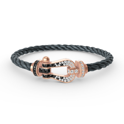 [Vellora Opalyn]FORCE LARGE HORSESHOE BLACK WHITE DIAMOND BRACELET ROSE GOLD