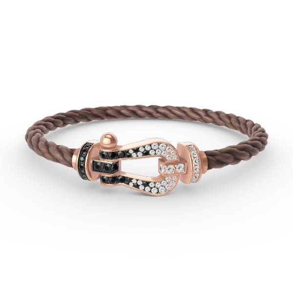 [Vellora Opalyn]FORCE LARGE HORSESHOE BLACK WHITE DIAMOND BRACELET ROSE GOLD