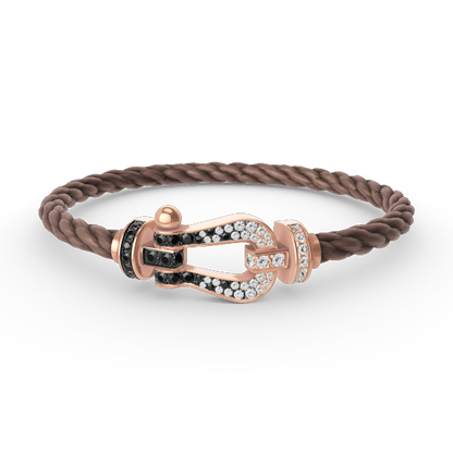 [Vellora Opalyn]FORCE LARGE HORSESHOE BLACK WHITE DIAMOND BRACELET ROSE GOLD