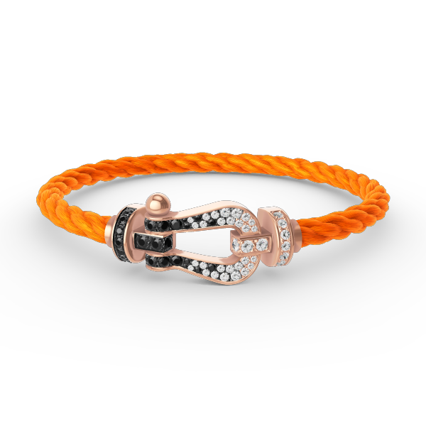 [Vellora Opalyn]FORCE LARGE HORSESHOE BLACK WHITE DIAMOND BRACELET ROSE GOLD