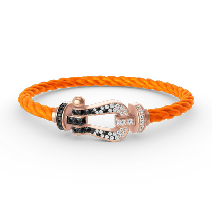 [Vellora Opalyn]FORCE LARGE HORSESHOE BLACK WHITE DIAMOND BRACELET ROSE GOLD