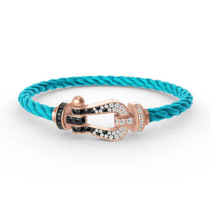 [Vellora Opalyn]FORCE LARGE HORSESHOE BLACK WHITE DIAMOND BRACELET ROSE GOLD