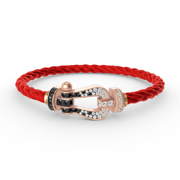 [Vellora Opalyn]FORCE LARGE HORSESHOE BLACK WHITE DIAMOND BRACELET ROSE GOLD
