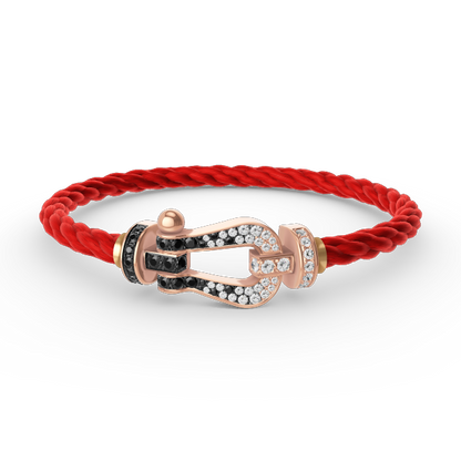 [Vellora Opalyn]FORCE LARGE HORSESHOE BLACK WHITE DIAMOND BRACELET ROSE GOLD