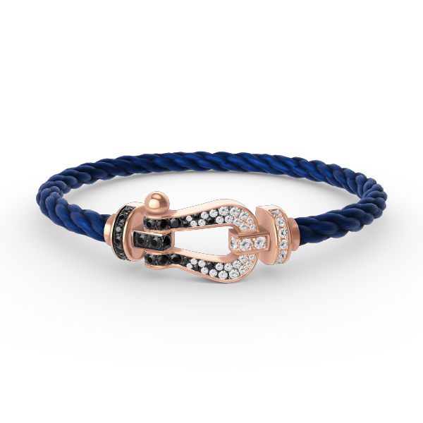 [Vellora Opalyn]FORCE LARGE HORSESHOE BLACK WHITE DIAMOND BRACELET ROSE GOLD