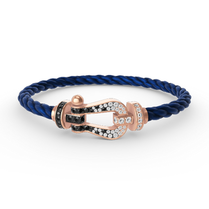 [Vellora Opalyn]FORCE LARGE HORSESHOE BLACK WHITE DIAMOND BRACELET ROSE GOLD