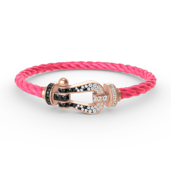 [Vellora Opalyn]FORCE LARGE HORSESHOE BLACK WHITE DIAMOND BRACELET ROSE GOLD