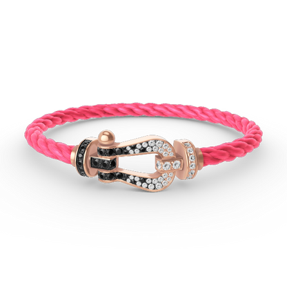 [Vellora Opalyn]FORCE LARGE HORSESHOE BLACK WHITE DIAMOND BRACELET ROSE GOLD