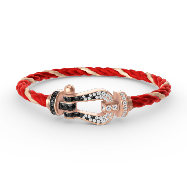 [Vellora Opalyn]FORCE LARGE HORSESHOE BLACK WHITE DIAMOND BRACELET ROSE GOLD