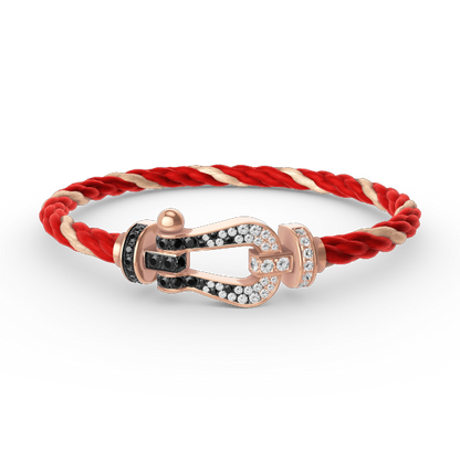 [Vellora Opalyn]FORCE LARGE HORSESHOE BLACK WHITE DIAMOND BRACELET ROSE GOLD