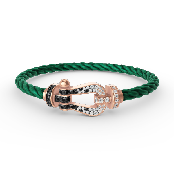 [Vellora Opalyn]FORCE LARGE HORSESHOE BLACK WHITE DIAMOND BRACELET ROSE GOLD