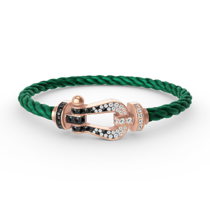 [Vellora Opalyn]FORCE LARGE HORSESHOE BLACK WHITE DIAMOND BRACELET ROSE GOLD