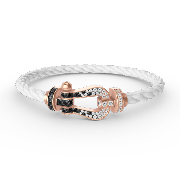 [Vellora Opalyn]FORCE LARGE HORSESHOE BLACK WHITE DIAMOND BRACELET ROSE GOLD