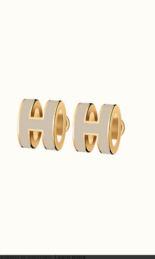 [Vellora Opalyn]MINI POP H GOLD EARRINGS GREY