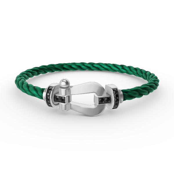 [Vellora Opalyn]FORCE LARGE HORSESHOE BLACK DIAMOND BRACELET SILVER
