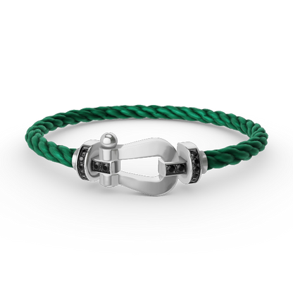 [Vellora Opalyn]FORCE LARGE HORSESHOE BLACK DIAMOND BRACELET SILVER