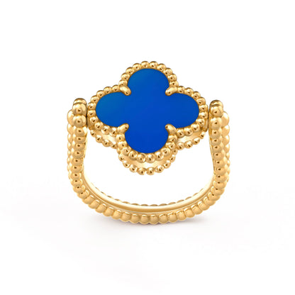 [Vellora Opalyn]CLOVER RIVERSIBLE BLUE AGATE RING