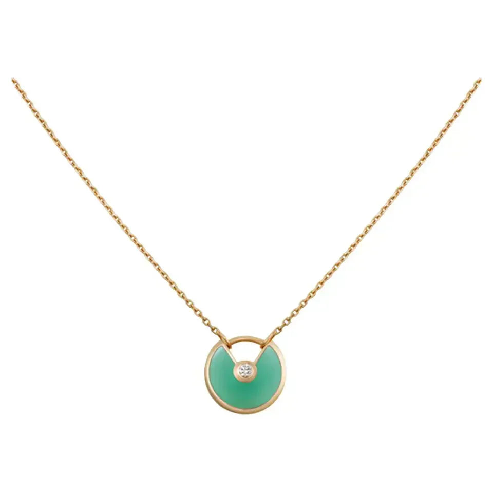 [Vellora Opalyn]AMULETTE GOLD MALACHITE NECKLACE