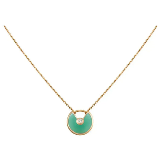 [Vellora Opalyn]AMULETTE GOLD MALACHITE NECKLACE