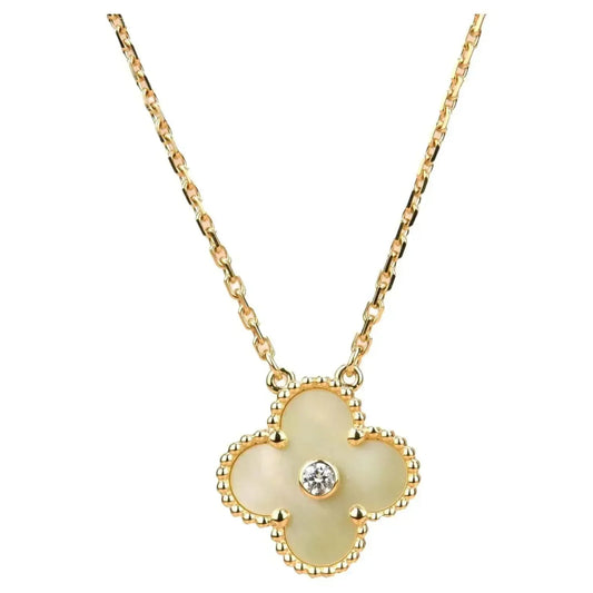 [Vellora Opalyn]CLOVER 15MM DIAMOND GOLD MOTHER OF PEARL NECKLACE