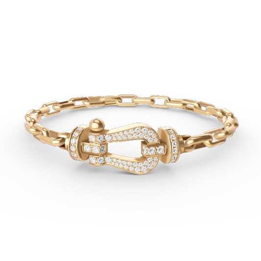 [Vellora Opalyn]FORCE LARGE HORSESHOE CLASP  METAL BRACELET