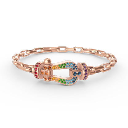 [Vellora Opalyn]FORCE LARGE HORSESHOE CLASP  METAL BRACELET