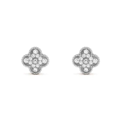 [Vellora Opalyn]CLOVER 1 MOTIFS DIAMOND STUD EARRINGS SILVER