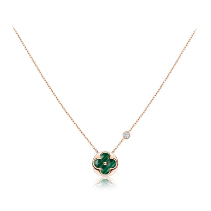 [Vellora Opalyn]SUN PEDANT PINK GOLD 1 DIAMOND NECKLACE