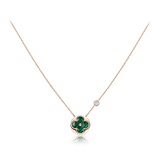 [Vellora Opalyn]SUN PEDANT PINK GOLD 1 DIAMOND NECKLACE