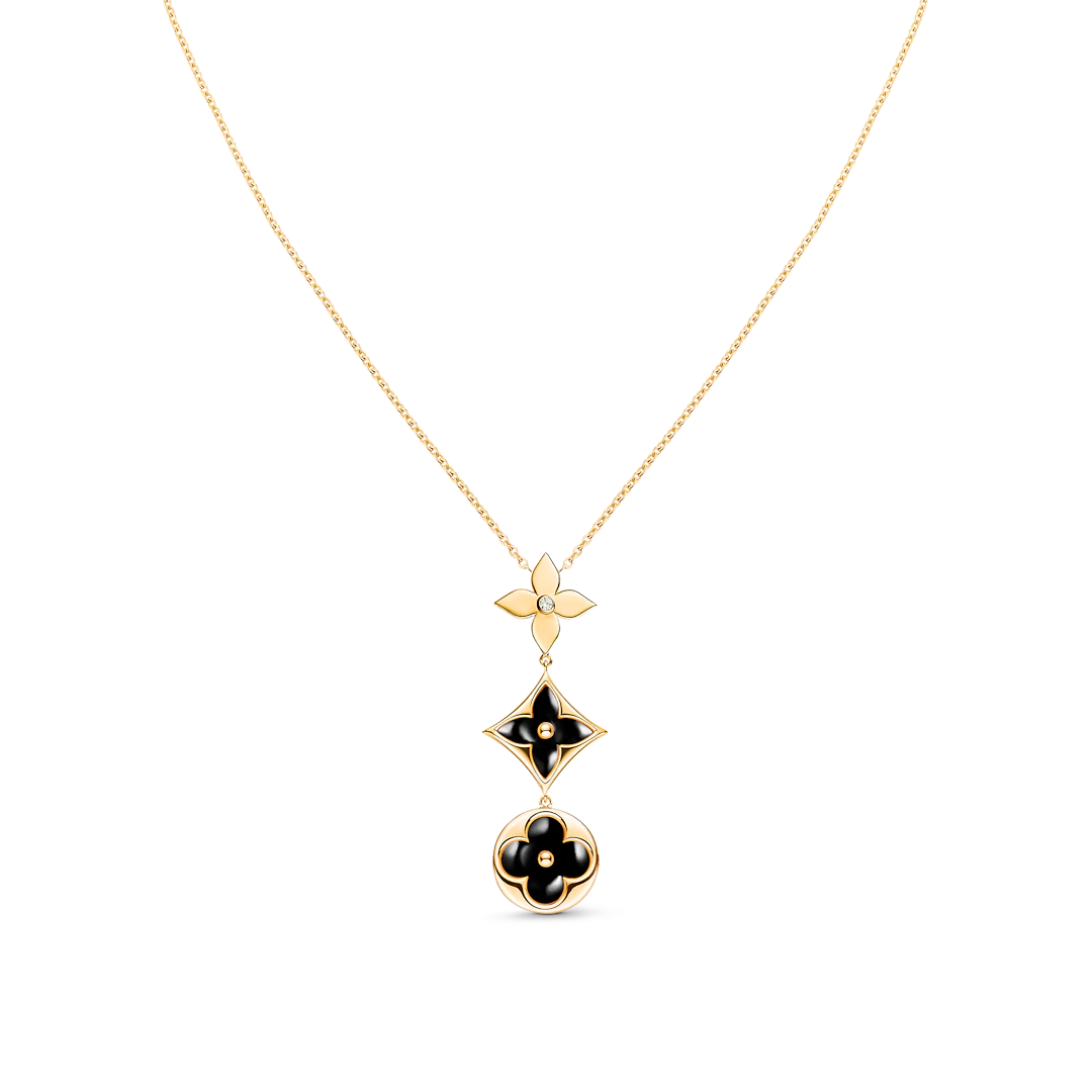 [Vellora Opalyn]STAR AND SUN ONYX PINK GOLD NECKLACE
