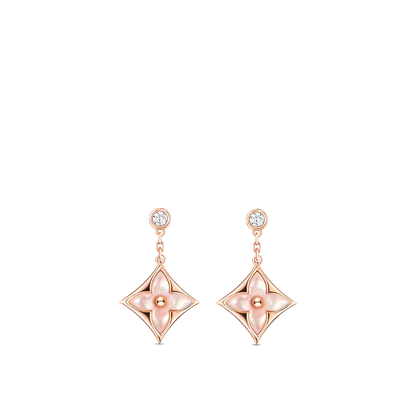 [Vellora Opalyn]DOUBLE STAR PINK GOLD MOP DROP EARRINGS