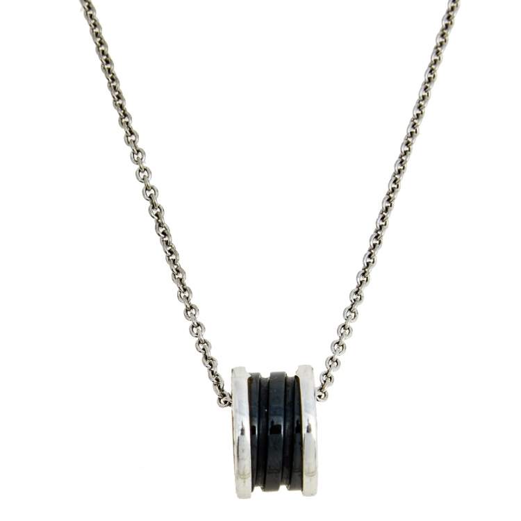 [Vellora Opalyn]ZERO 1 BLACK CERAMIC SILVER NECKLACE